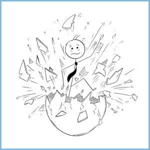 Pisando sobre cáscaras de huevo.