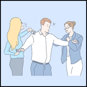 en medio del conflicto entre dos personas