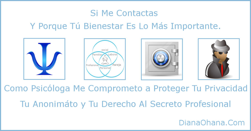 contacto privado, anónimo, que cumple con las normas éticas del psicólogo.