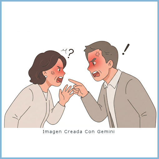 padres peleando y culpándose el uno al otro.